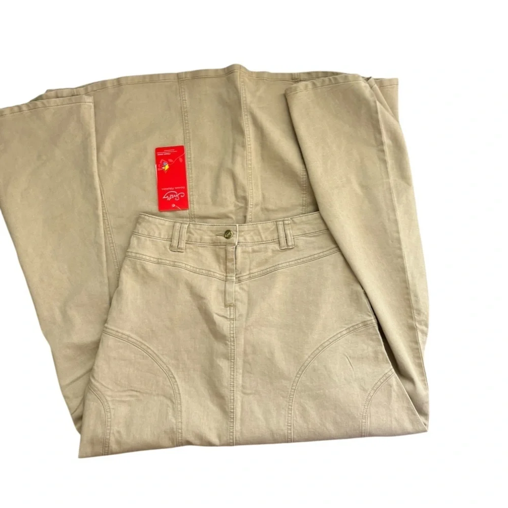 Style J Elegant Tan Women’s long denim stretch Skirt cream size medium/8 - Picture 6 of 9